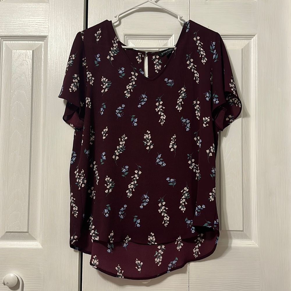 Zari v-neck flutter sleeve blouse - 41 Hawthorn, size large
